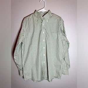 L.L. Bean green plaid long sleeve button down mens shirt size medium